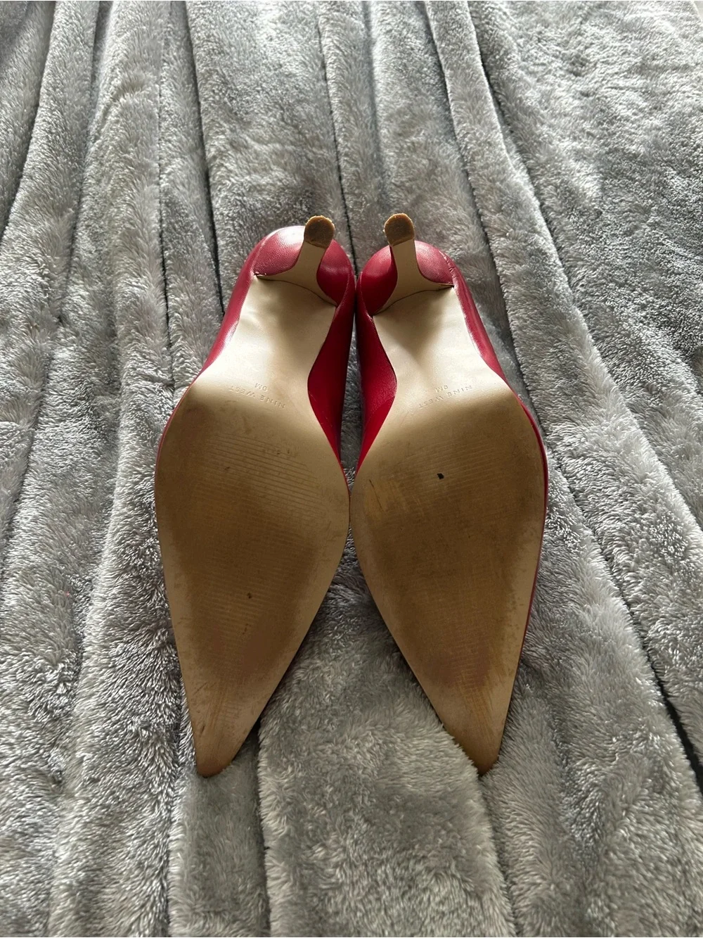 Nine West Red Pointed Toe Leather Pumps